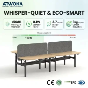 4 Person Height Adjustable Office Workstation Electric Standing Desk Bench with Privacy Dividers
