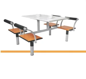 4 Person Modern Durable Metal Commercial Restaurant Dining Table and Chair Set for School Mall Hospital Use