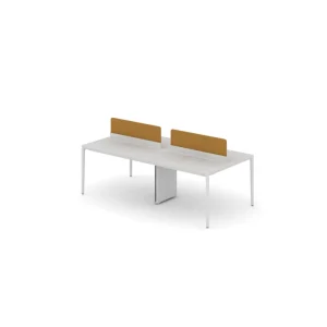 4 Person Modern Office Workstation Desk Modular Staff Work Table Fabric Divider Partition Open Plan Adjustable Height White