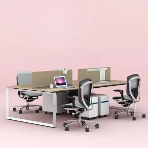 4 Person Modern Open Modular Office Desk Workstation Iron Material for Workspace