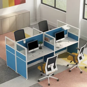 4 Person Office Cubicle Work Station Desk with Cabinet for Staff Working