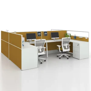 4 Person Seats Shape C Modular Cubicles Office Desk Furniture Office Workstation