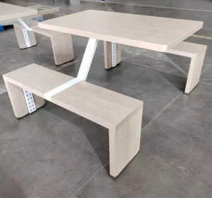 4 Person Steel Contemporary Restaurant Table and Seat Set for School & Mall Use