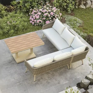 4 Piece Modern Aluminum Sofa Set Durable Rust Proof Waterproof Outdoor Garden Furniture for Hotels Courtyards Apartments