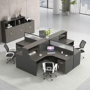 4 Seat Cubicle Office Partition MDF Office Table Call Center Staff Wooden Table Office Workstation Desk Modular Office Desk