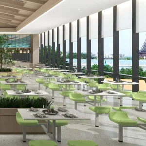 4 Seat Dining Cafeteria Tables and Chair Set School Student Canteen Dining Table and Chair