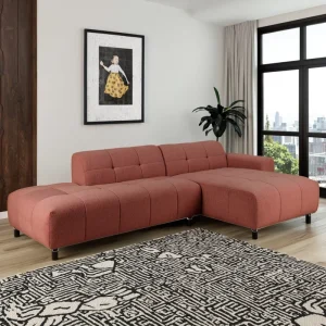 4-Seater Convertible Upholstered Sofa Open-End Chaise Wooden Legs Corner for Home Living Room Mall Use