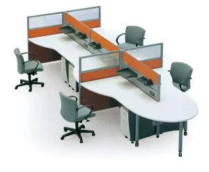 4 Seater Modern Wooden Panel Modular Office Cubicle Workstation Table Staff Desk