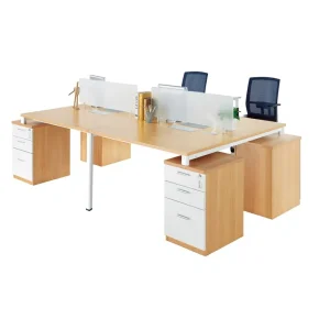 4 Seater Modular Office Benching System with Integrated Cable Management for Open Plan Project Design
