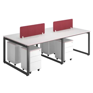 4 Seater Modular Office Workstation Fabric Privacy Screen Cable Management E0 MFC Team Desk