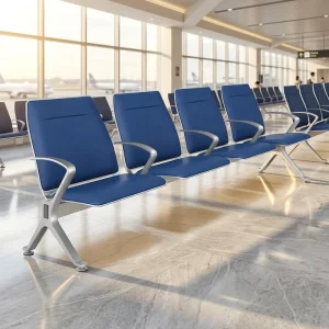 4 Seater PU Cushion Airport Waiting Chair Aluminum Alloy Frame Public Waiting Bench for Hospital Station Bank