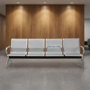 4 Seater Public Bench Chair Cold Rolled Steel Chrome Perforated Seat Curved Armrest Hospital Airport Waiting Area