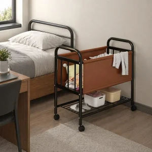 4 Swivel Wheels Basket Laundry Storage Trolley Large Capacity Rolling Laundry Hamper Cart for Bathroom Laundry Room