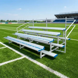 4 Tier Aluminum Bench Bleacher Low Rise Portable Foldable Vandal Proof Spectator Seating for Sideline Football Court LD 4