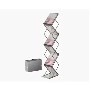 4 Tier Aluminum Magazine Holder Heavy Duty Literature Display Stand for Car Dealerships & Auto Show