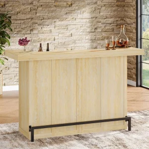 4 Tier Bar Table 70.9 Inch Large Modern Home Bar Cabinet with Wine Glass Holder Liquor Cabinet with Storage Shelves