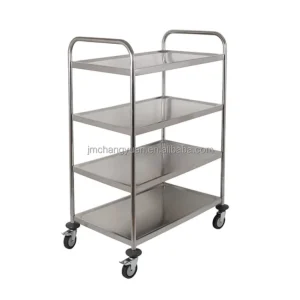 4-Tier Waterproof Heat Insulated Stainless Steel Trolley, Heavy-Duty Load Bearing for Restaurants & Hotels Kitchen Accessories