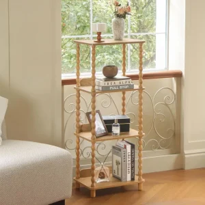 4 Tier Wooden Bookcase with Open Shelves Modern Book Shelf for Small Spaces Bedroom Living Room and Office with Solid Wood Legs
