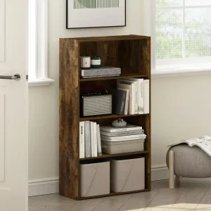 4-Tier Wooden Multifunctional Bookshelf Bookcase for Living Room Bedroom Home Office