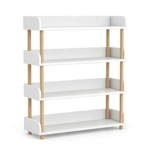 4 Tier Wooden Open Bookcase Multifunction Book Display Shelf Wooden Bookstore Bookcase