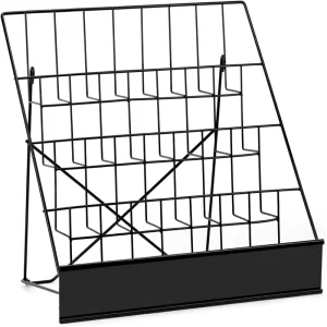 4-Tiered Metal Space-Saving Book Display Stand 18.4×16.6×14.5 Book Signing Wire Rack Tabletop CD Magazine Display Rack