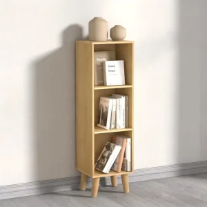 4 Tiers Bookshelf Wooden Book Shelf Corner Wall Shelves Display Bookcase Bookshelves CD DVD Storage Rack Living Room Bedroom