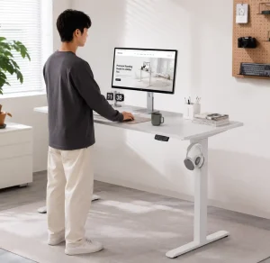 40″ Small Electric Standing Desk Adjustable Height 4 Memory Settings Sit Stand Ergonomic Home Office Computer Workstation