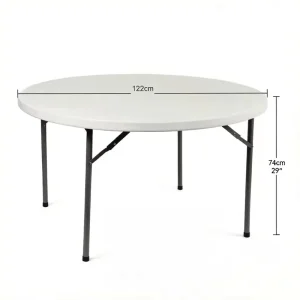 4FT Modern Plastic Dining Table 4.0cm Thickness HDPE Top Lightweight Durable Stackable Waterproof Outdoor Table