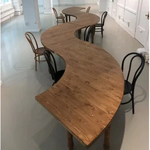 4ft 5ft 6ft Farmhouse Hotel Wedding Banquet Dining Solid Wood Serpentine Table