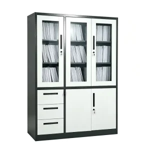 5 Door Bookcase Storage Cupboard With 3 Drawers Filing Cabinet Lockable Home Office Furniture