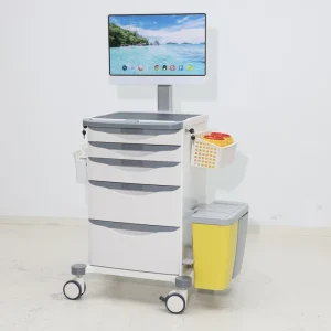 5 Drawer ABS Hospital Medical Trolley for Nurses with Waste Sorting Bins CPR Board Oxygen Holder IV Pole Attachment Mall Use