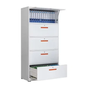 5 Drawer Adjustable Modern Metal Filing Cabinet with Lock White Wide Design for Home Office Hospital & Hotel Storage