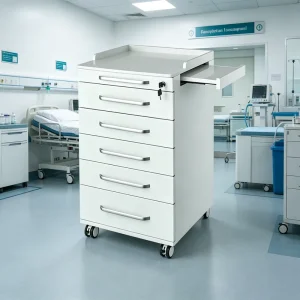 5 Drawer Dental Mobile Side Cabinet with Pull out Extension Table Top Luxury Clinic Medical Furniture Storage Cart