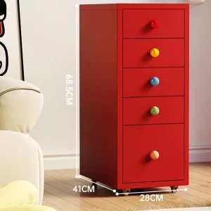 5 Drawers Thickened Metal Storage Cabinet with Casters Lock Small Classification for Office Filing Cabinet Drawer Cabinet
