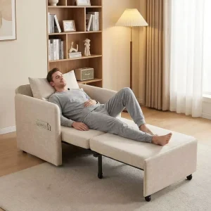 5 Level Adjustable Convertible Sleeper Chair 3 in 1 L Shape Sofa Bed 87” Long Modern Durable Eco Friendly Storage Living