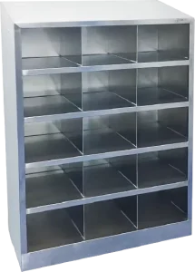 5 Rows 3 Lines 15 Grid Stainless Steel Shoe Cabinet Double Side Scratch Resistant Wear Resistant for Warehouse Hospital