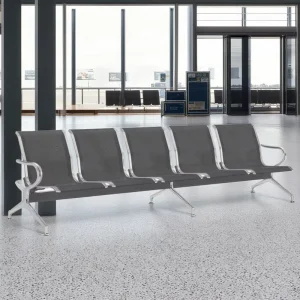 5 Seater Airport Waiting Reception Chair Outdoor Park for Office School Durable Stainless Steel Hotels Hospitals Gyms Malls