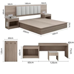 5 Star Luxury Customized Service Modern Fancy Hotel Bedroom Furniture Set Single Double Wood Queen Size Bed Frame with Headboard