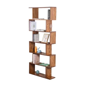 5 Tier Bookcase Display Shelf Freestanding Decorative Wooden Library Bookshelf