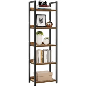 5 Tier Bookshelves Bookcase Shelf Storage Organizer Free Standing Shelving Unit for Bedroom Living Room and Home Vintage