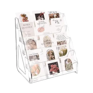 5-Tier Customized Clear Acrylic Modern Eco-Friendly Card Display Stand Heavy-Duty Thickened Base Easy Assembly Design Vertical