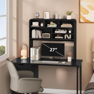 5-Tier Desk Shelf, 37.4”W Desktop Bookshelf for Computer Monitor, Desktop Organizer Shelf Storage Rack with 6 Cubbies