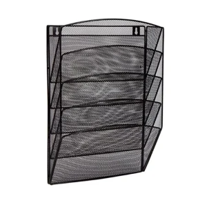 5 Tier Metal Mesh Wall Mounted Mail Sorter Tray Iron Document and File Organizer for Office Desk 5 Tier Magazine Storage Rack