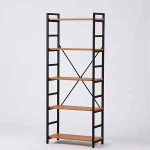 5 Tier Sturdy Modern Bookshelf Tall Bookcase with Back Storage Organizer for Bedroom Living Room Home Office Natural