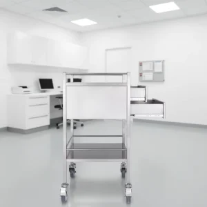 50*50*90 Modern Stainless Steel Emergency Hospital Clinic Dressing Trolley Medicine Delivery Cart Multi-Function