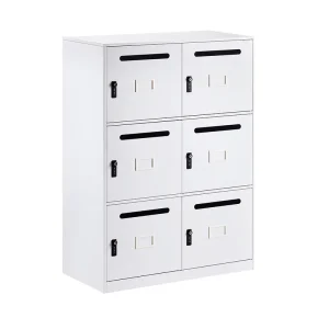 6 Door Modern Metal Lockable Filing Cabinet Durable Construction Large Capacity for Apartment Home Office Gym Commercial Use