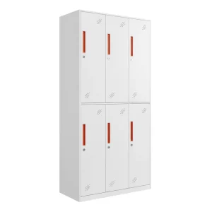 6 Door Steel Bedroom Wardrobe Locker Modern Office Storage Cabinet Hospital School Gym Key Lock Furniture Easy Assembly