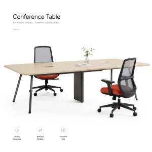 6 Person Modern Conference Table with Integrated Power Outlets and Cable Management for Small Boardroom Meeting Room Office