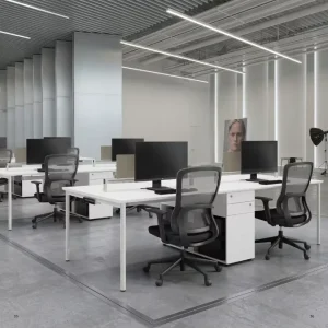 6 Person Modern Wooden Modular Office Workstation Panel Cubicle Partitions Power Outlets Storage Cabinets Corporate Workspace 5