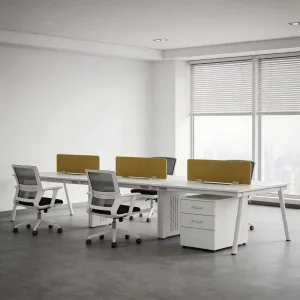 6 Person Office Workstation Desk with Privacy Screen Modular Office Furniture E0 Board